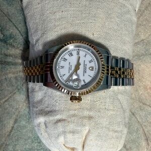 Tudor Silver and Gold Watch with White Dial